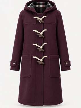 Burberry wool Belfield Hooded Duffle Coat Wine US 8